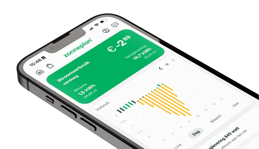 Zonneplan app die het energieverbruik laat zien