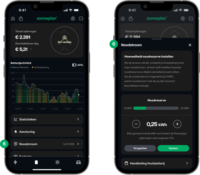 App schermen noodstroom