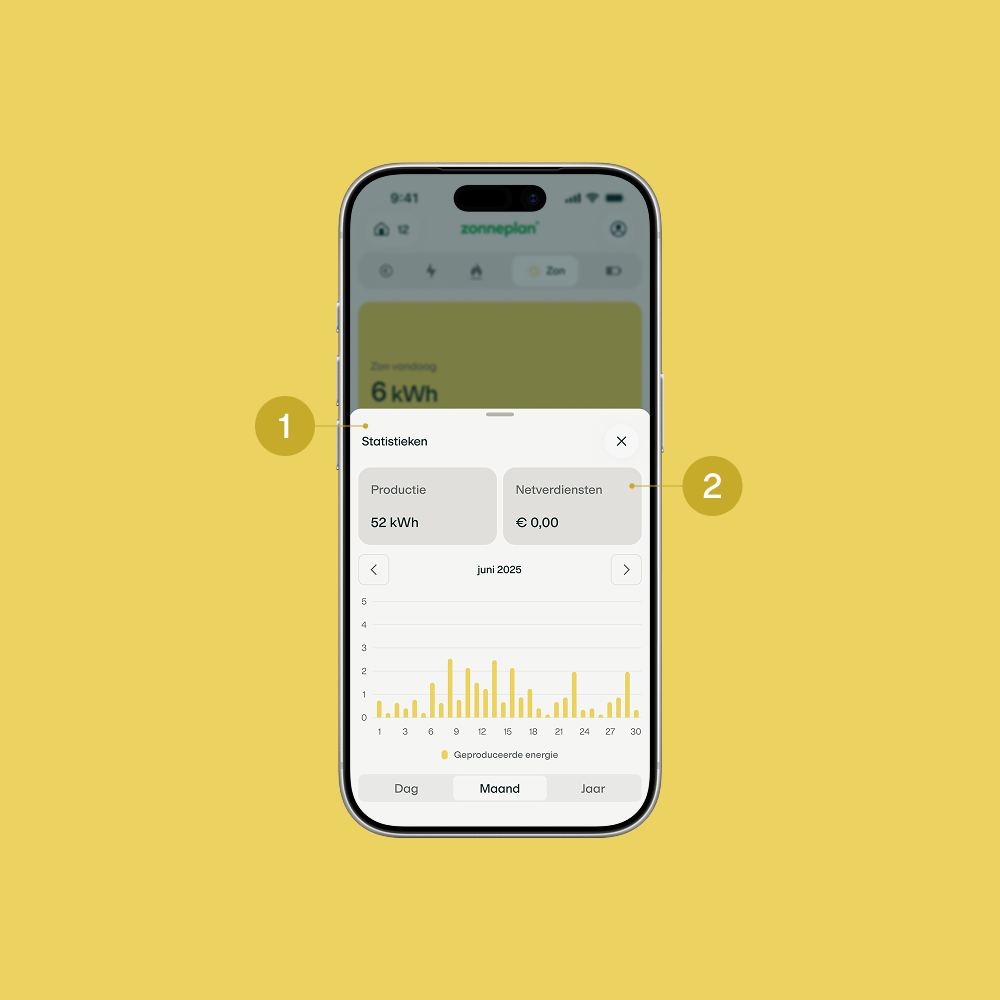 Zonneplan app scherm - zonnepanelen kosten