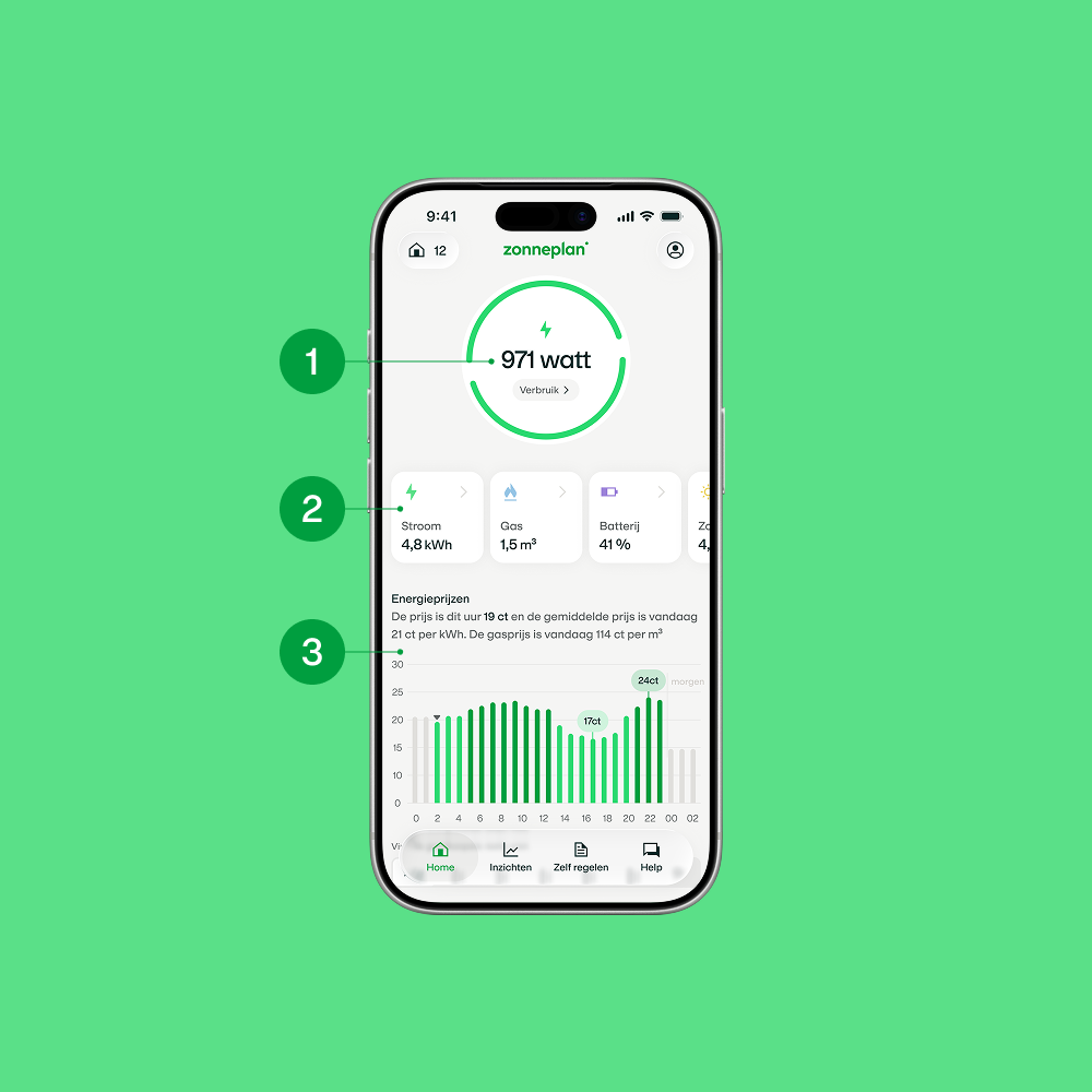 Zonneplan Energie app scherm - home