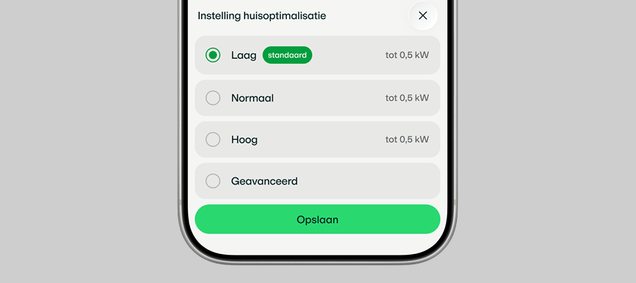 Zonneplan app met huisoptimalisatie instellingen