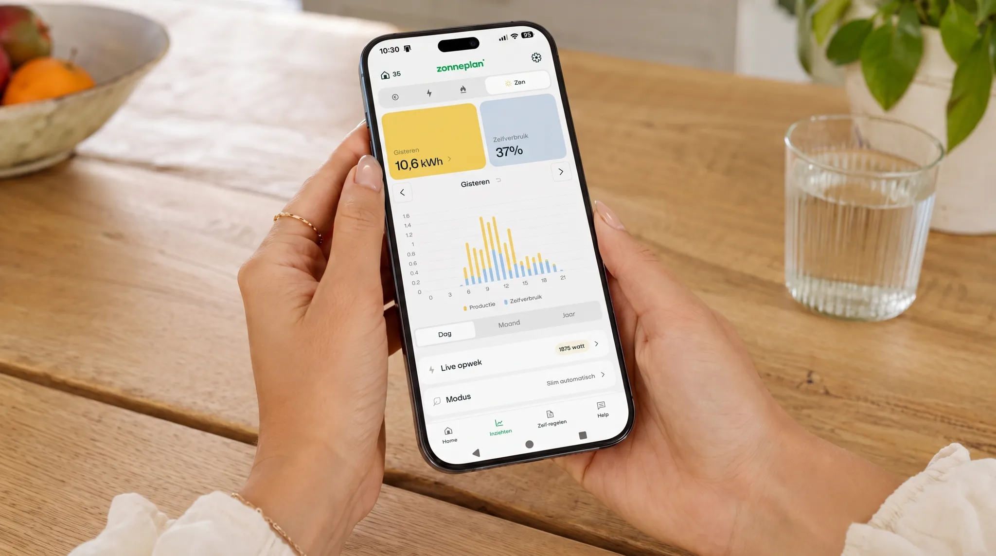 In de Zonneplan app zie je nu direct jouw zelfverbruik van je zonnestroom
